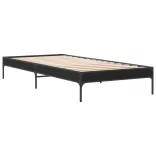 fekete szerelt fa és fém ágykeret 90 x 200 cm