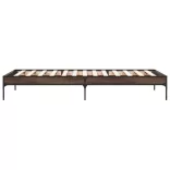 barna tölgyszínű szerelt fa és fém ágykeret 90 x 200 cm