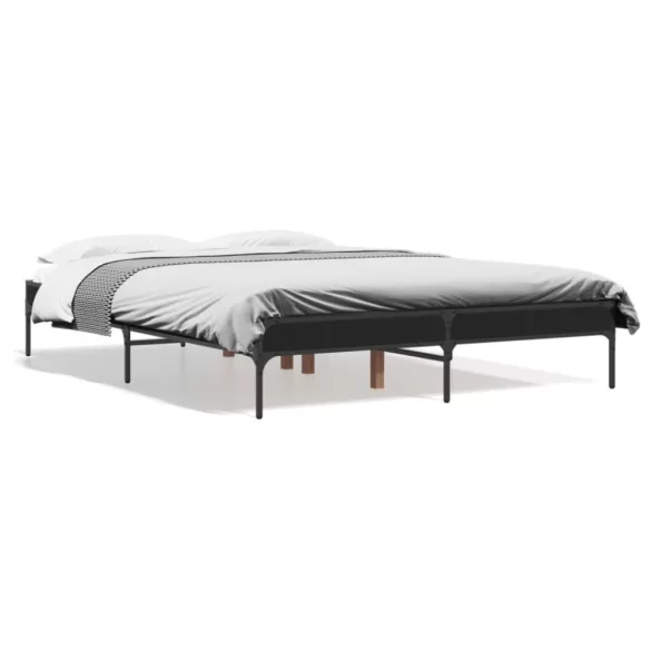 fekete szerelt fa és fém ágykeret 135 x 190 cm