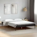 fekete szerelt fa és fém ágykeret 135 x 190 cm
