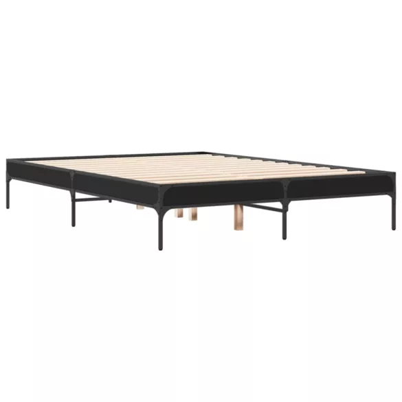 fekete szerelt fa és fém ágykeret 135 x 190 cm