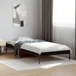 fekete szerelt fa és fém ágykeret 90 x 190 cm