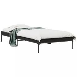 fekete szerelt fa és fém ágykeret 75 x 190 cm