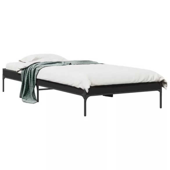 fekete szerelt fa és fém ágykeret 75 x 190 cm