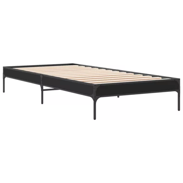 fekete szerelt fa és fém ágykeret 75 x 190 cm