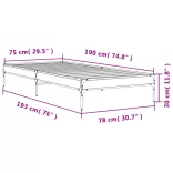 fekete szerelt fa és fém ágykeret 75 x 190 cm
