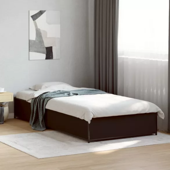 fekete szerelt fa és fém ágykeret 100 x 200 cm
