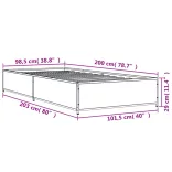 fekete szerelt fa és fém ágykeret 100 x 200 cm