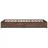 barna tölgyszínű szerelt fa és fém ágykeret 100 x 200 cm