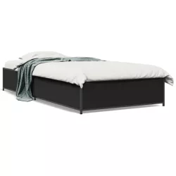 fekete szerelt fa és fém ágykeret 90 x 200 cm