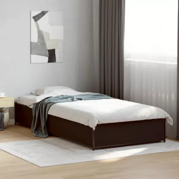 fekete szerelt fa és fém ágykeret 90 x 200 cm