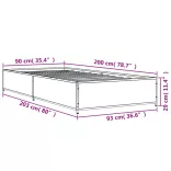 fekete szerelt fa és fém ágykeret 90 x 200 cm