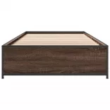 barna tölgyszínű szerelt fa és fém ágykeret 90 x 190 cm
