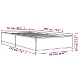 barna tölgyszínű szerelt fa és fém ágykeret 90 x 190 cm