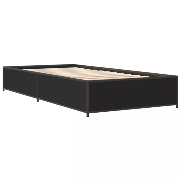 fekete szerelt fa és fém ágykeret 75 x 190 cm
