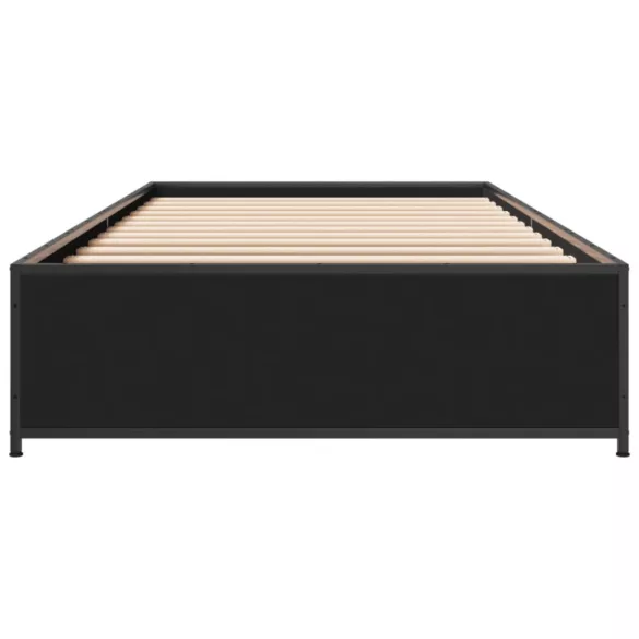 fekete szerelt fa és fém ágykeret 75 x 190 cm