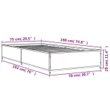 fekete szerelt fa és fém ágykeret 75 x 190 cm