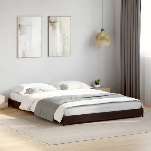 fekete szerelt fa és fém ágykeret 135 x 190 cm