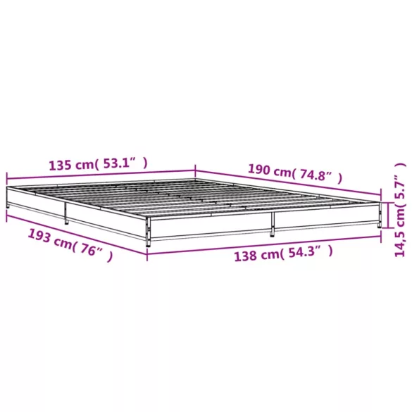 fekete szerelt fa és fém ágykeret 135 x 190 cm