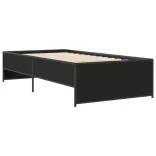 fekete szerelt fa és fém ágykeret 100 x 200 cm