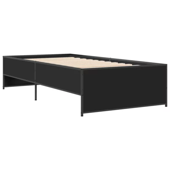 fekete szerelt fa és fém ágykeret 100 x 200 cm