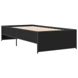 fekete szerelt fa és fém ágykeret 100 x 200 cm