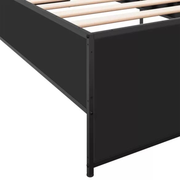 fekete szerelt fa és fém ágykeret 100 x 200 cm