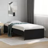 fekete szerelt fa és fém ágykeret 90 x 200 cm
