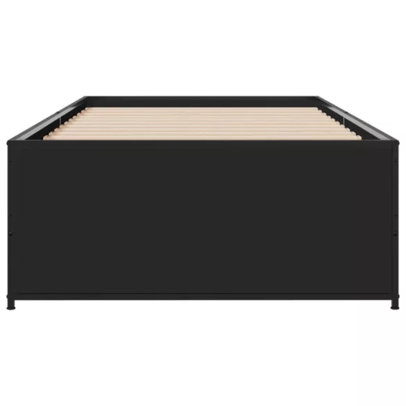 fekete szerelt fa és fém ágykeret 90 x 200 cm