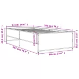 fekete szerelt fa és fém ágykeret 90 x 200 cm