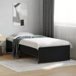 fekete szerelt fa és fém ágykeret 90 x 190 cm