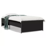 fekete szerelt fa és fém ágykeret 75 x 190 cm