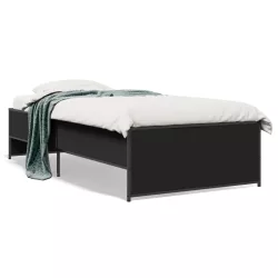 fekete szerelt fa és fém ágykeret 75 x 190 cm
