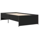 fekete szerelt fa és fém ágykeret 75 x 190 cm