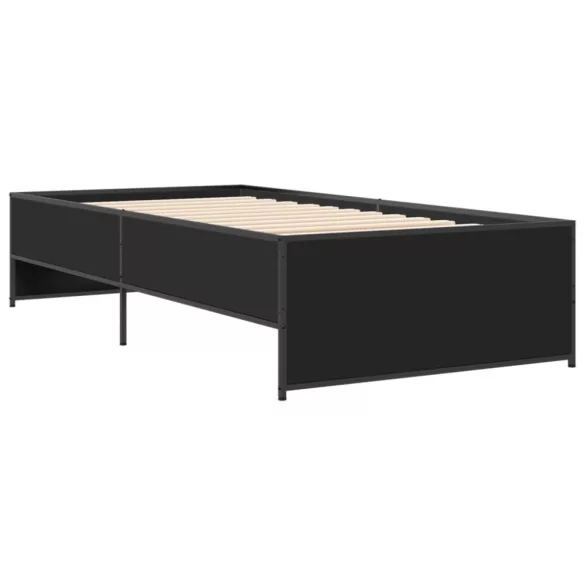 fekete szerelt fa és fém ágykeret 75 x 190 cm