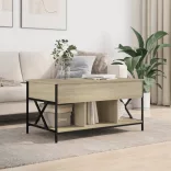 sonoma tölgy szerelt fa és fém dohányzóasztal 100 x 55 x 50 cm