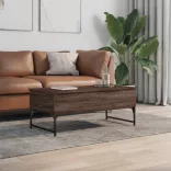 barna tölgy szerelt fa és fém dohányzóasztal 100 x 50 x 40 cm