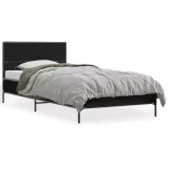 fekete szerelt fa és fém ágykeret 90 x 200 cm
