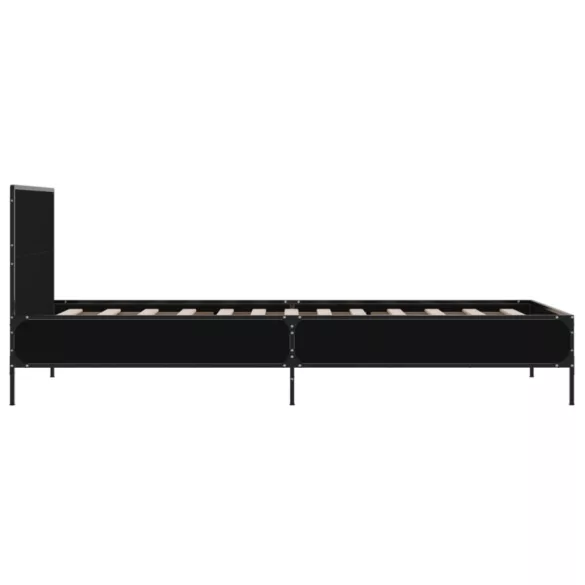 fekete szerelt fa és fém ágykeret 90 x 200 cm