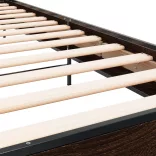 barna tölgyszínű szerelt fa és fém ágykeret 90 x 200 cm