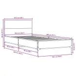 barna tölgyszínű szerelt fa és fém ágykeret 100 x 200 cm