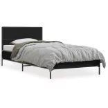 fekete szerelt fa és fém ágykeret 75 x 190 cm