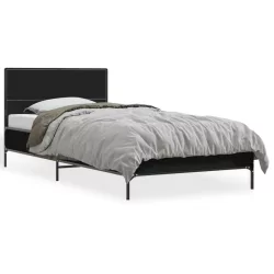 fekete szerelt fa és fém ágykeret 75 x 190 cm