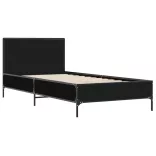fekete szerelt fa és fém ágykeret 75 x 190 cm