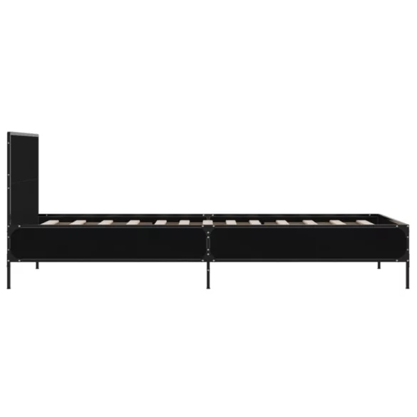 fekete szerelt fa és fém ágykeret 75 x 190 cm