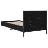 fekete szerelt fa és fém ágykeret 75 x 190 cm