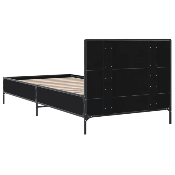 fekete szerelt fa és fém ágykeret 75 x 190 cm