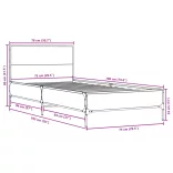 fekete szerelt fa és fém ágykeret 75 x 190 cm