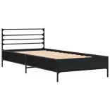 fekete szerelt fa és fém ágykeret 90 x 200 cm