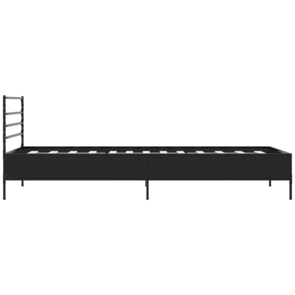 fekete szerelt fa és fém ágykeret 90 x 200 cm